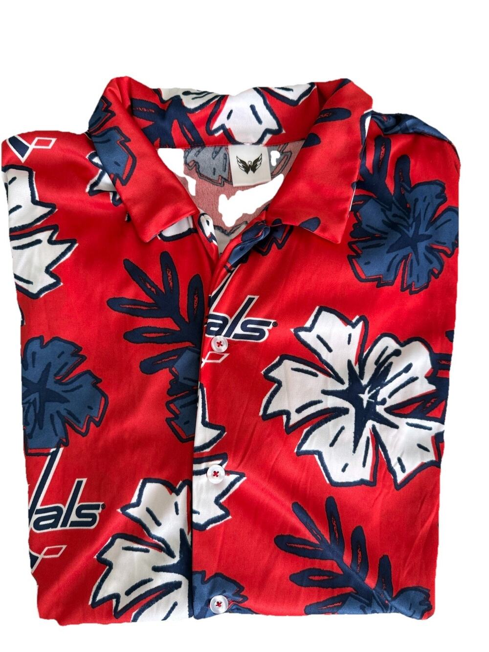 Washington Capitals Hawaiian Print Short Sleeve Button Up Shirt Size XL